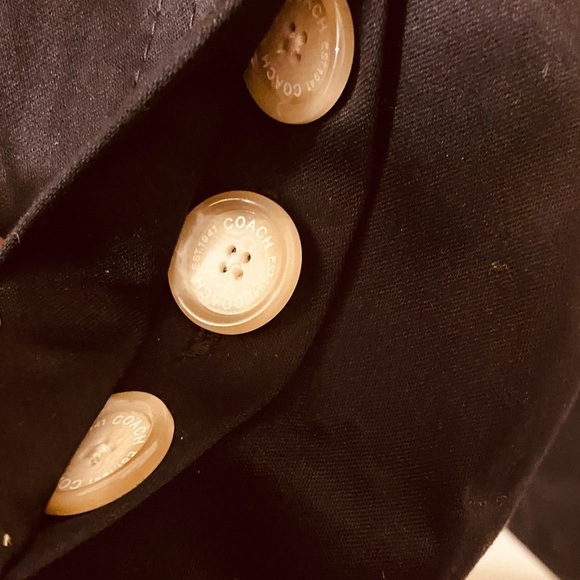 Coach Women’s Navy Blue Mid Length Pink Lining Logo Long Sleeves Trench - Picture 6 of 11